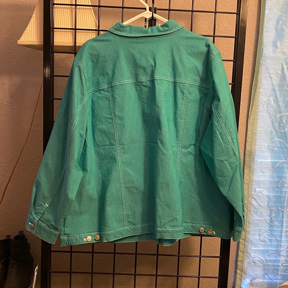 Women's Teal Denim Jacket - Picture 9 of 9